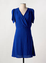 Robe mi-longue tissage crêpe manches courtes bleu MORGAN femme