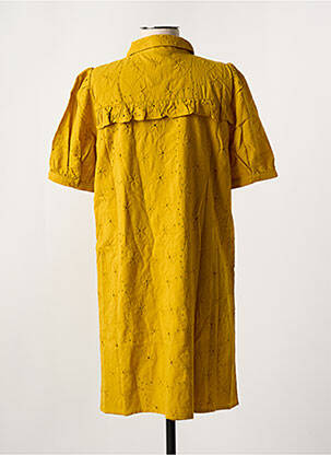 Robe mi-longue manches courtes manches courtes jaune PIECES femme