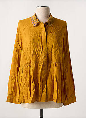 Chemisier tissage popeline manches longues jaune I.CODE (By IKKS) femme