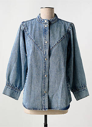 Chemisier coupe droite manches longues bleu VILA femme