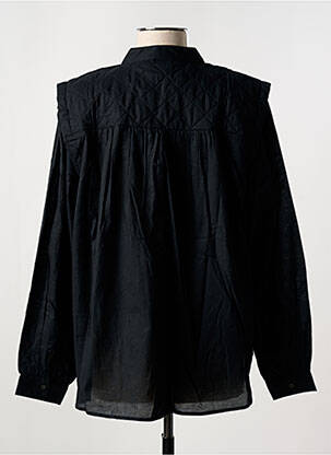 Blouse poignets boutonnés avec fente manches longues noir ICHI femme