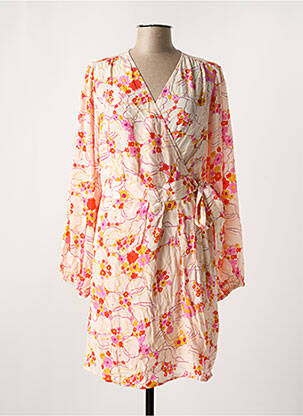 Robe mi-longue imprimé fleurs manches longues rose SUNCOO femme