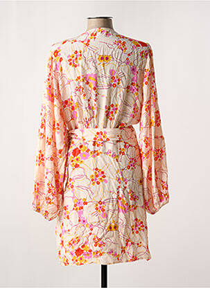 Robe mi-longue imprimé fleurs manches longues rose SUNCOO femme