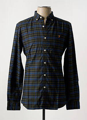 Chemise manches longues imprimé écossais bleu FARAH homme