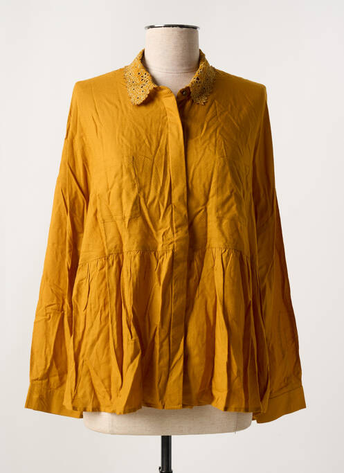 Chemisier tissage popeline manches longues jaune I.CODE (By IKKS) femme