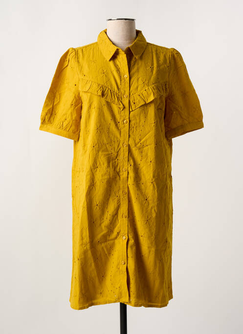 Robe mi-longue jaune PIECES pour femme