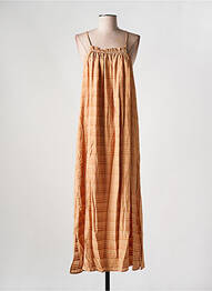 Robe longue manches bretelles ajustables fines bretelles orange OBJECT femme