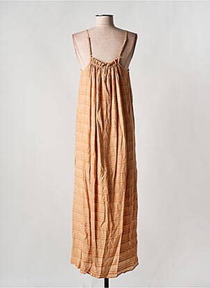 Robe longue manches bretelles ajustables fines bretelles orange OBJECT femme