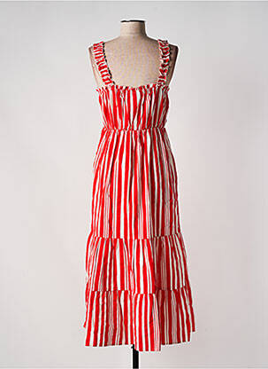 Robe longue coupe évasée fines bretelles rouge VILA femme