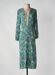 Robe longue manches longues manches longues vert EMA BLUE'S femme