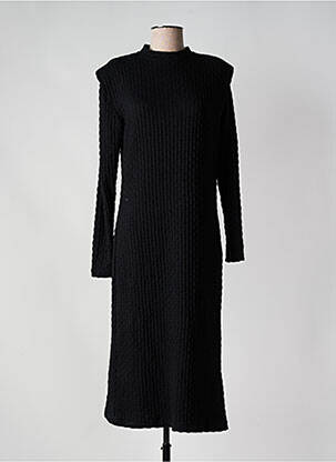 Robe mi-longue manches longues manches longues noir OBJECT femme