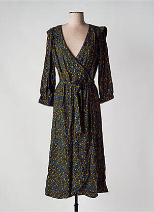 Robe mi-longue manches longues manches longues noir VILA femme