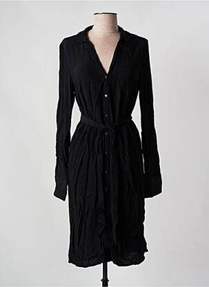 Robe mi-longue tissage crêpe manches longues noir VILA femme