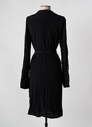 Robe mi-longue tissage crêpe manches longues noir VILA femme