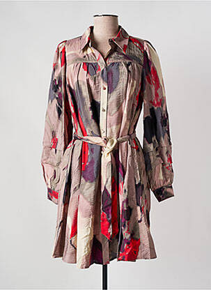 Robe mi-longue imprimé fantaisie manches longues violet Y.A.S femme