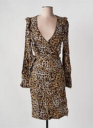 Robe mi-longue manches longues manches longues marron OBJECT femme