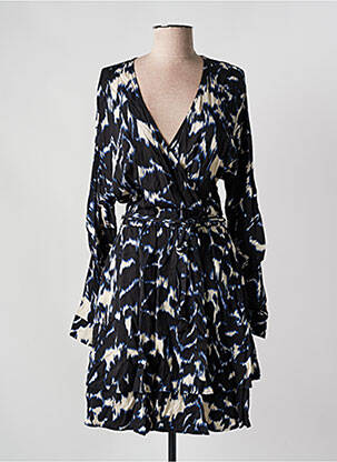 Robe mi-longue imprimé fantaisie manches longues noir VILA femme