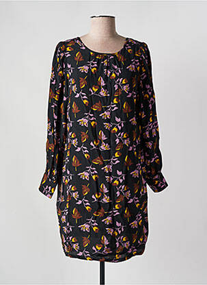 Robe courte coupe fluide manches longues noir SEE U SOON femme