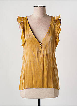 Top tissage crêpe manches courtes jaune VILA femme