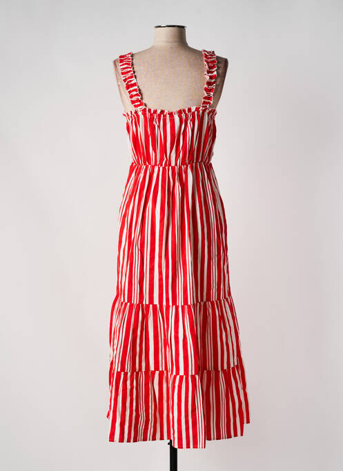 Robe longue coupe évasée fines bretelles rouge VILA femme