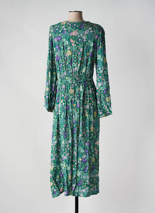 Robe longue manches longues manches longues vert EMA BLUE'S femme