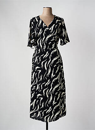 Robe longue tissage popeline manches courtes noir EVOKED VILA femme
