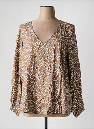 Blouse tissage popeline manches longues marron EVOKED VILA femme
