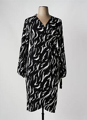 Robe mi-longue imprimé fantaisie manches longues noir EVOKED VILA femme