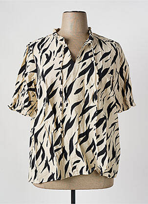 Blouse imprimé fantaisie manches courtes beige EVOKED VILA femme