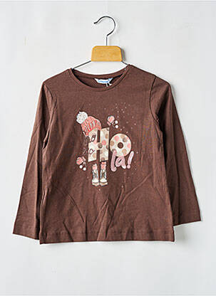 T-shirt coupe droite manches longues marron MAYORAL fille