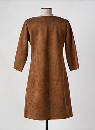 Robe courte manches 3/4 manches 3/4 marron HALOGENE femme