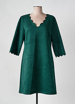 Robe courte manches 3/4 manches 3/4 vert HALOGENE femme