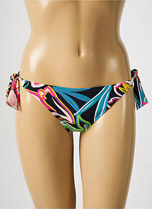 Bas de maillot de bain imprimé fleurs bikini noir CHERRY BEACH femme