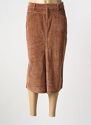 Jupe mi-longue coupe droite marron LPB femme