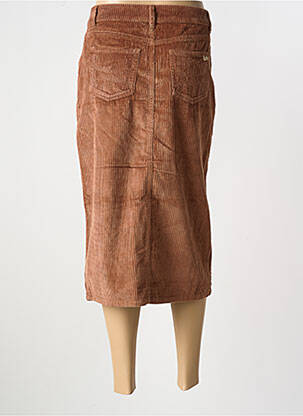 Jupe mi-longue coupe droite marron LPB femme