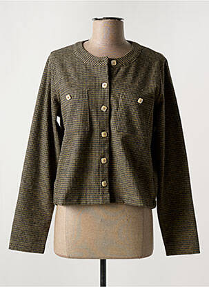 Gilet manches longues coupe cintrée vert LPB femme