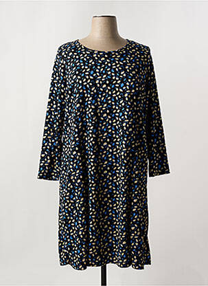 Robe mi-longue imprimé fantaisie manches longues noir FRANCE RIVOIRE femme
