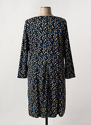 Robe mi-longue imprimé fantaisie manches longues noir FRANCE RIVOIRE femme