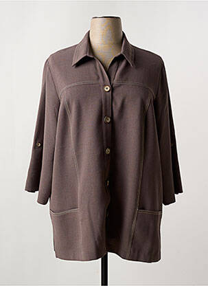 Chemisier tissage crêpe manches 3/4 marron FRANCE RIVOIRE femme