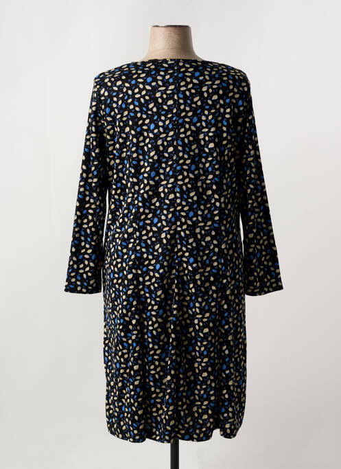 Robe mi-longue imprimé fantaisie manches longues noir FRANCE RIVOIRE femme