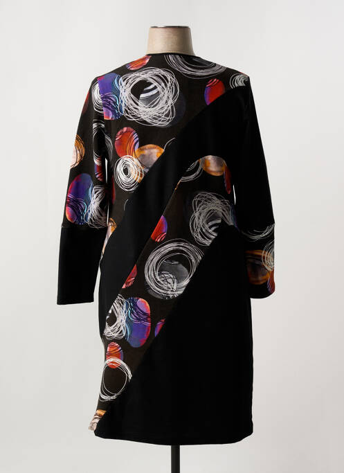 Robe mi-longue imprimé fantaisie manches longues noir GRIFFON femme