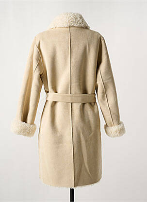 Manteau long coupe cintrée sans capuche beige K-DESIGN femme