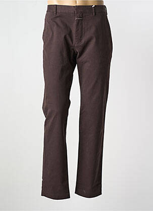Pantalon chino fermeture zippée sous rabat avec crochet taille normale marron CLOSED homme