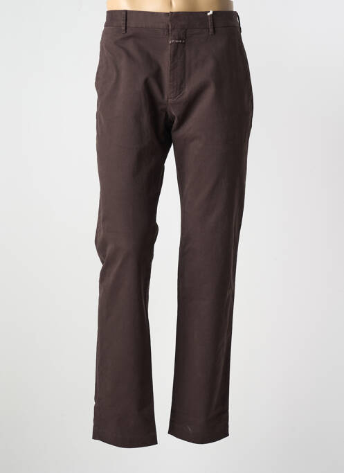 Pantalon chino fermeture zippée sous rabat avec crochet taille normale marron CLOSED homme