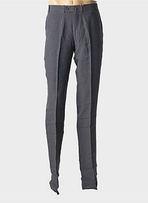 Pantalon droit fermeture zippée sous rabat avec crochet taille normale gris BERNARD ZINS homme