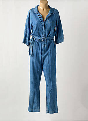 Combi-pantalon col chemisier manches 3/4 bleu CKS femme