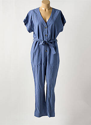 Combi-pantalon fermeture boutonnée sur le devant manches courtes bleu YAYA femme