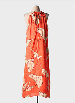 Robe longue imprimé fantaisie fines bretelles orange GRACE & MILA femme