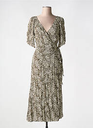 Robe mi-longue coupe fluide manches courtes vert GRACE & MILA femme