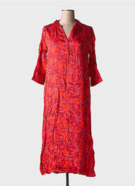 Robe longue imprimé fantaisie manches 3/4 rouge DIPLODOCUS femme